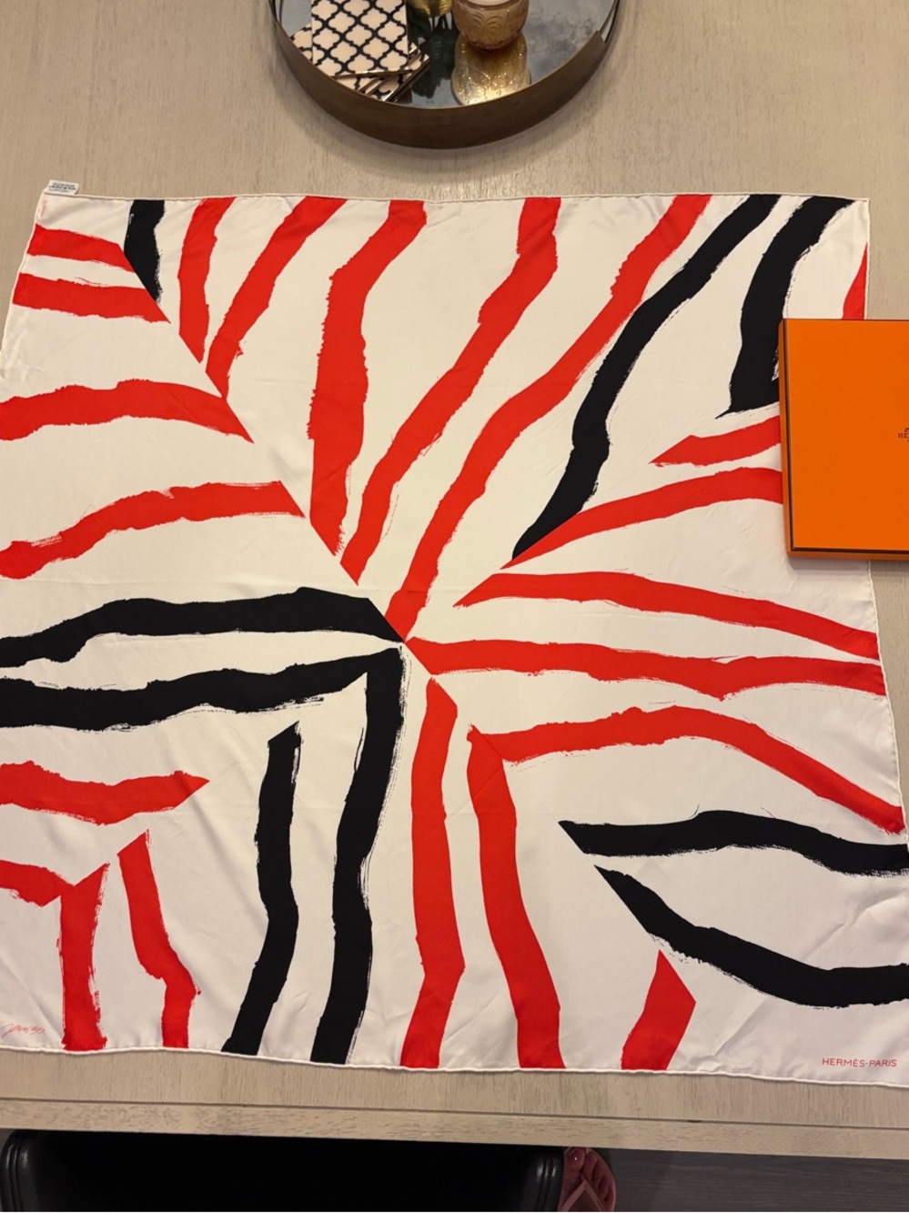 Authentic Hermès "Rosace de Janos Ber" Silk Scarf 90